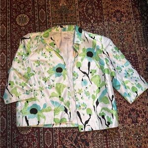 TanJay Women's Green and White Floral Blazer